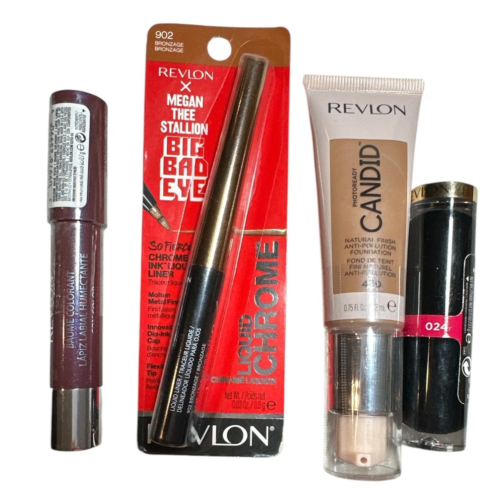 Revlon Bundle Lot Foundation, Liquid Liner, Lipstick,‎ Lip Stain NEW Sealed